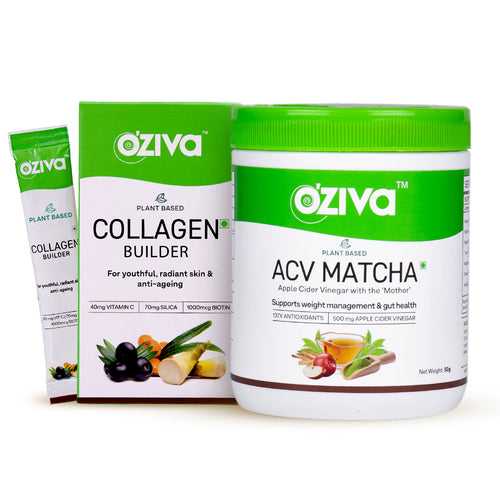 OZiva Fit & Glow Combo - OZiva ACV Matcha (50g) + Collagen Builder (6 sachets)