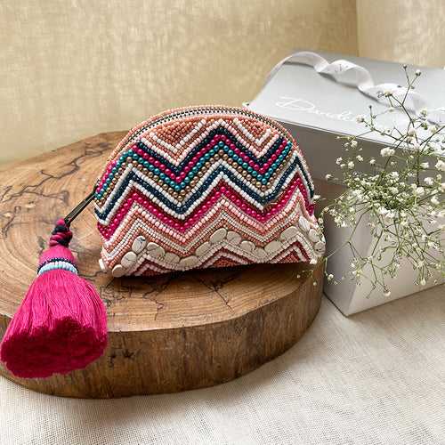 Small Chevron Beaded Pouch