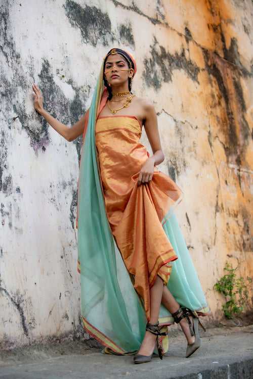 Mint Green Silk by Cotton sari