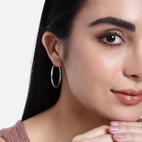 Estele Rhodium Plated Circular Bewitching Hoop Earrings for Women