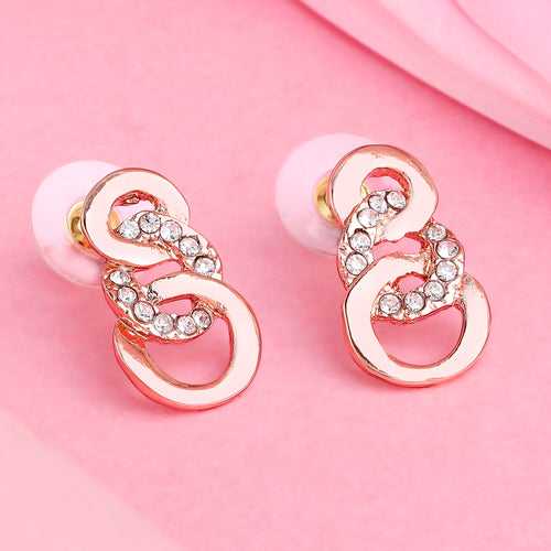 Â» Estele Rose Gold Plated Circular Stud Earrings with Austrian Crystals for Women (100% off)