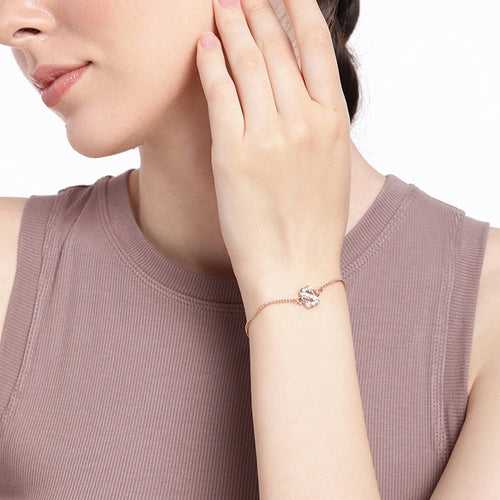 Estele Rose Gold Plated Captivating Medium 'S' Letter Bracelet with Crystals for Women
