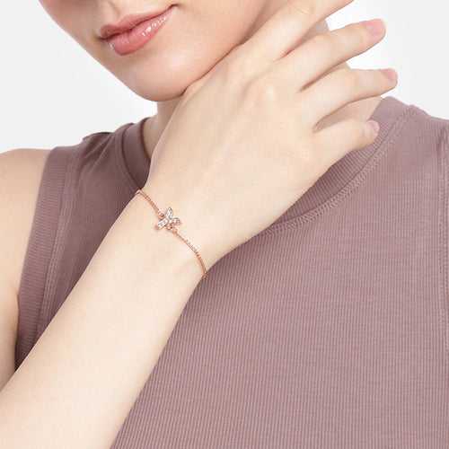 Estele Rose Gold Plated Captivating Medium 'Y' Letter Bracelet with Crystals for Women