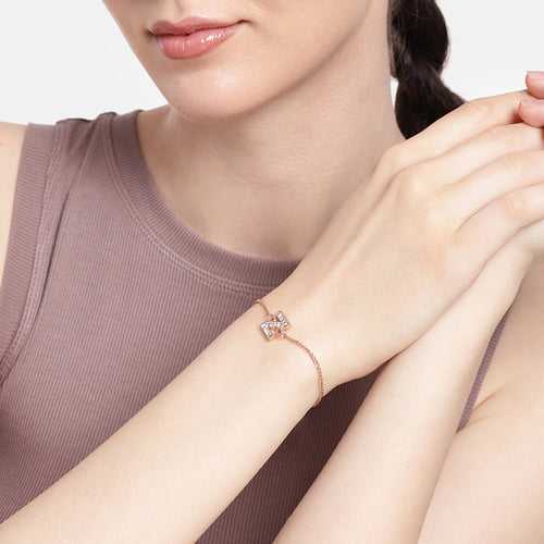Estele Rose Gold Plated Captivating Medium 'Z' Letter Bracelet with Crystals for Women