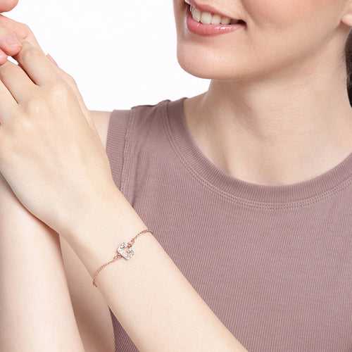 Estele Rose Gold Plated Captivating Medium 'G' Letter Bracelet with Crystals for Women