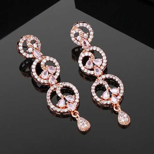 Estele Rose Gold Plated CZ Fascinating Earrings for Women