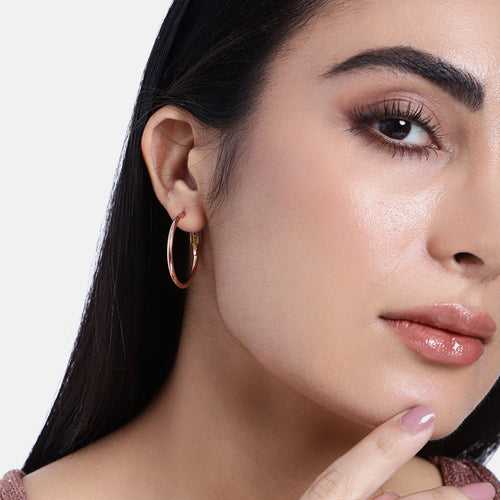 Estele Rose Gold Plated Beautiful Sleek Hoop Earrings for Women