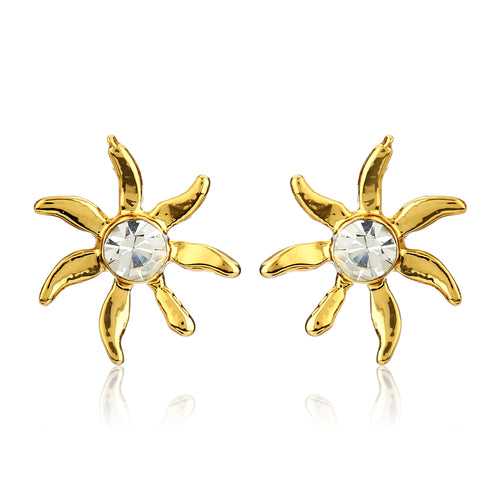 Star Shaped With White Stone Stud Earrings