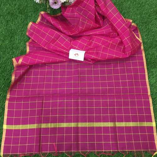 Cotton With Zari Checks Dupatta - Various Colors