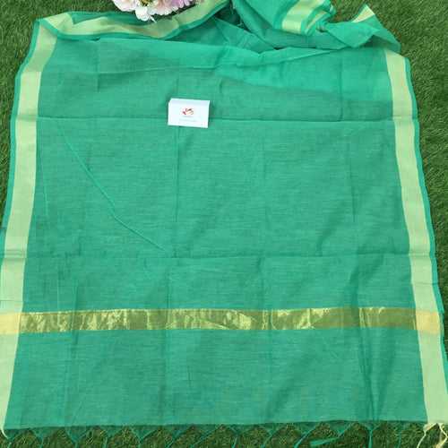 Cotton Silk Dupatta With Zari Border - Green