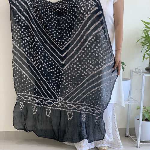 Art Silk Bandhani Dupatta - Black