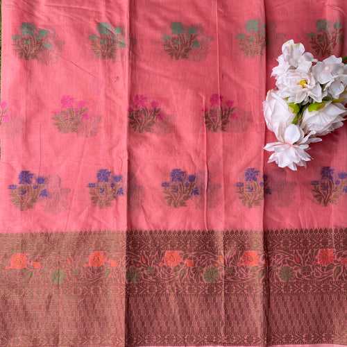 Banarasi Weaving Cotton Chanderi soft Unstitched Suit Material - Blue ( Various Colours available)