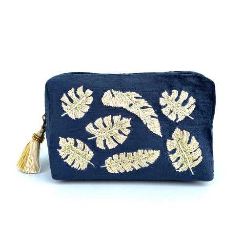 Gold Leaves Makeup Pouch