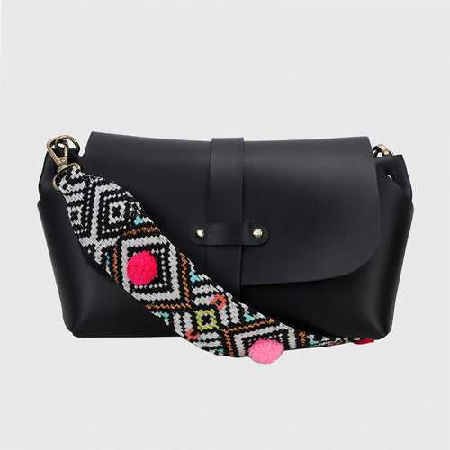 SLING BAG BLACK WITH ARYA EMBROIDERED STRAP