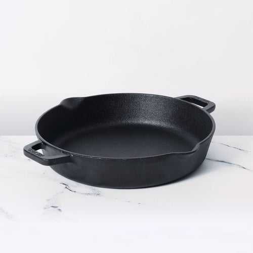 Meyer Pre-Seasoned Cast Iron double Handle skillet 26cm, Black