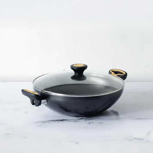 Meyer Skyline Non-Stick Kadai/Wok with Lid 28cm, Grey