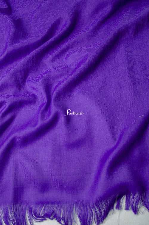 Pashtush Mens Fine Wool Stole, Self Pasiley Weave Design, Violet