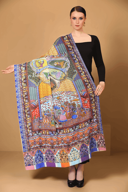 Pashtush Womens 100% Pure Wool With Woolmark Certificate Shawl,  Design, Multicolour