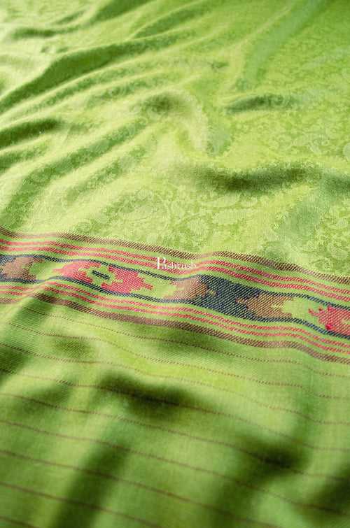 Pashtush Womens Fine Wool Shawl, Aztec Palla Design, Emerald Green