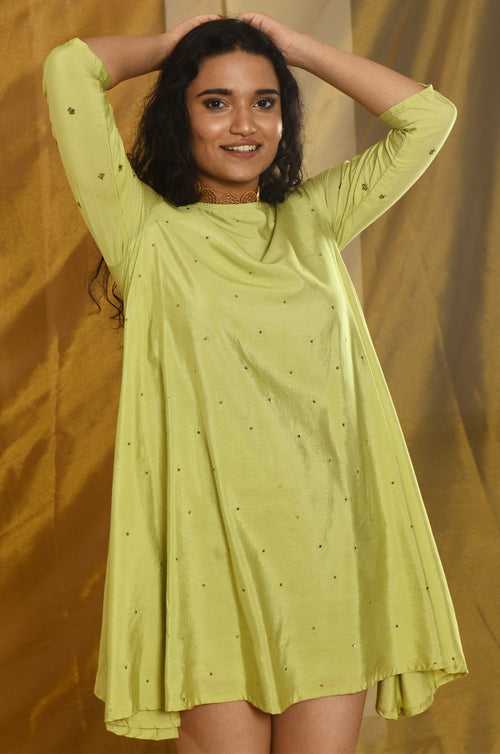 EXP - Akka Devi Sequin Swing Dress -Green (XS  Available)