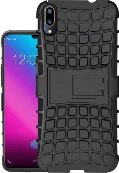 TDG Vivo V11 Pro Hybrid Defender Case Dual Layer Rugged Back Cover Black