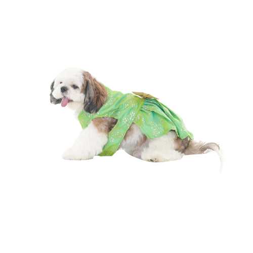 Green Designer Printed Silk Dress For Dogs