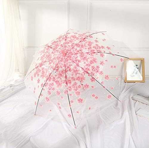 Cherry blossom automatic transparent long umbrella with J handle