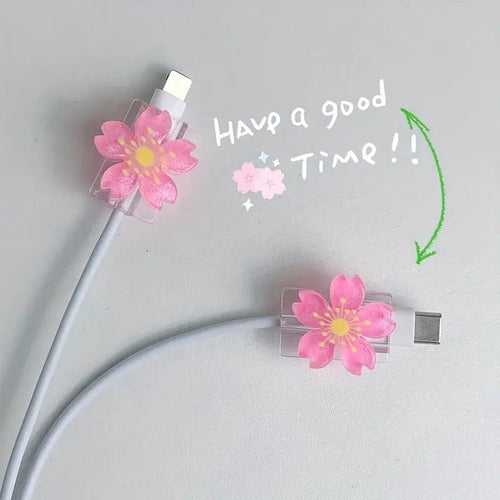 Delicate Cherry Blossom Cable Protector head for Type C cable & iPhone cable