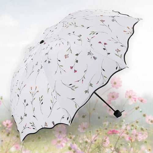 Floral Finesse tri folding manual Umbrella | For Sun and rains | UV protection