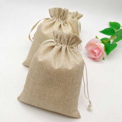 Natural jute drawstring pouch for packaging | Set of 10 pcs