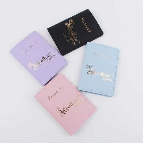 Adventure Begins - Aesthetic Pastel PU leather Passport cover holder cum card holder | Available in 4 colors