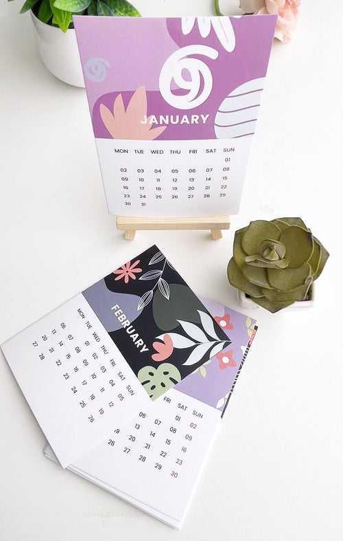 Artful Agenda 2024 Calendar Cards with Easel Stand | A6 Size | 4.1 x 5.8 inches