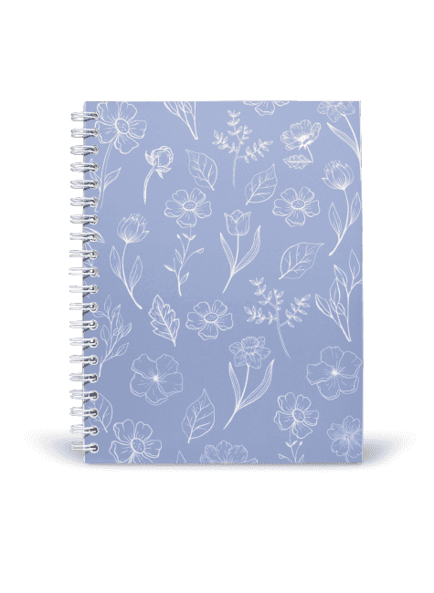 Blue Floral Lined Notebook | Available in various sizes