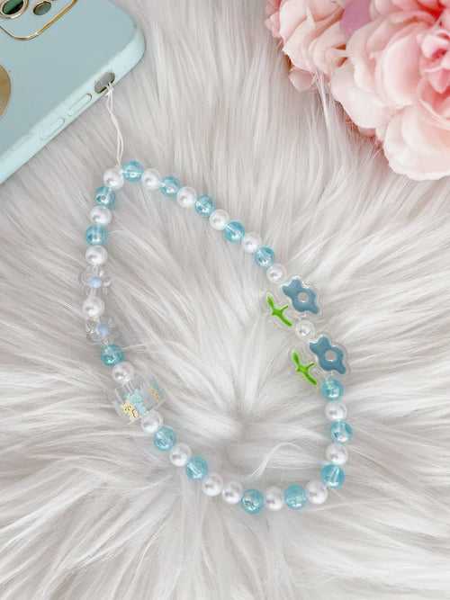 Bluebell Pearl beaded charm wrist Strap accessory for phone/bag/tablet