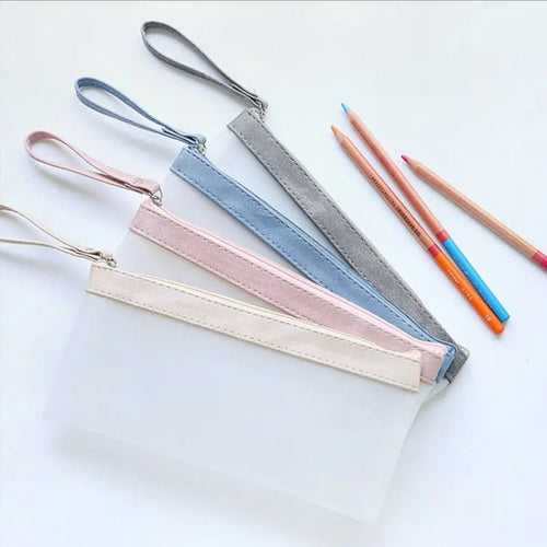 Cute Translucent Frosted Zipper Pencil Pouch