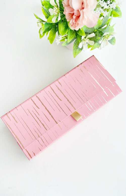 Gold Foiled Pink Gift Box | 9.5 x 4 x3 inches