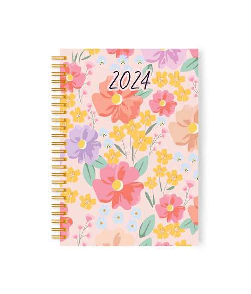 “Floral Blooms" Annual Dated Planner 2024 | A5 Spiral HardBound