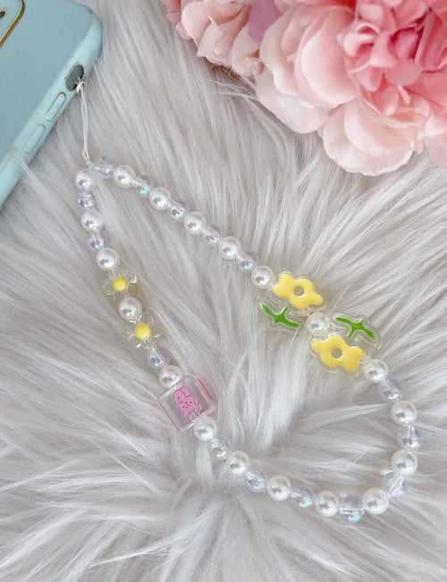 Pearl Kissed Blooms beaded charm wrist Strap accessory for phone/bag/tablet