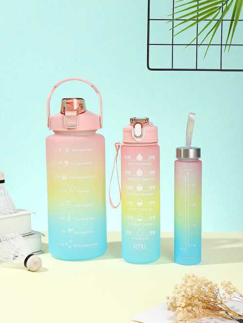 Pink Ombre effect Time marked bottle for Home/School/Office/Gym/Travel | Non Toxic & Leakproof
