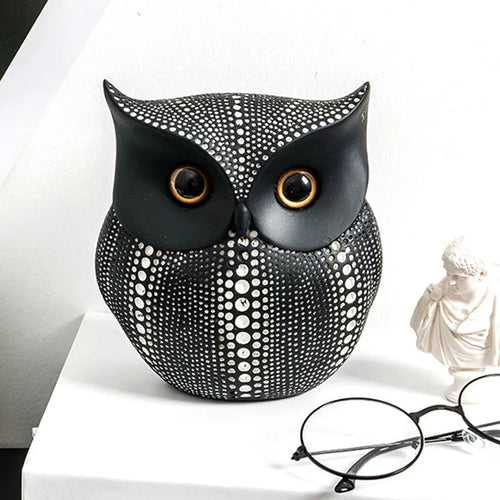 Minimalist Nordic Style Owl Resin Decor- Black