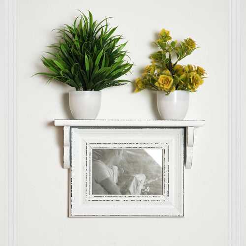 photoframe with wooden shelf- White