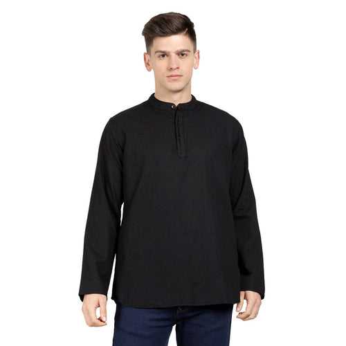 t-base Black Linen Solid Shirt