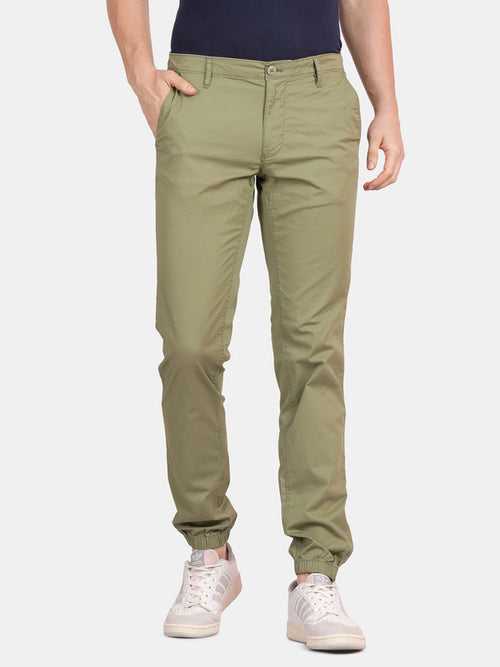 Calla Green Cotton Lycra Solid Jogger