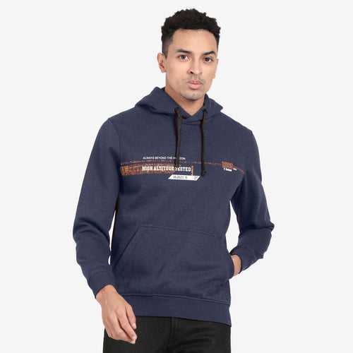 Mood Indigo Melange Cotton Polyester Fleece Solid Sweatshirt