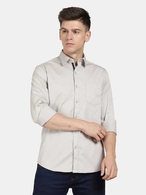 t-base Silver Cloud Cotton Twill Solid Shirt