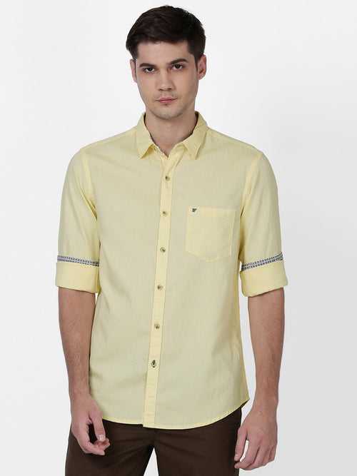 t-base Yellow Cotton Solid Shirt