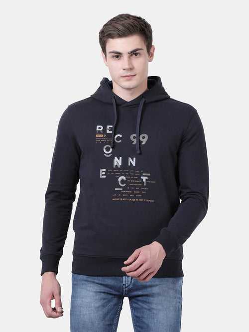 Black Iris Cotton Polyster Terry Solid Sweatshirt