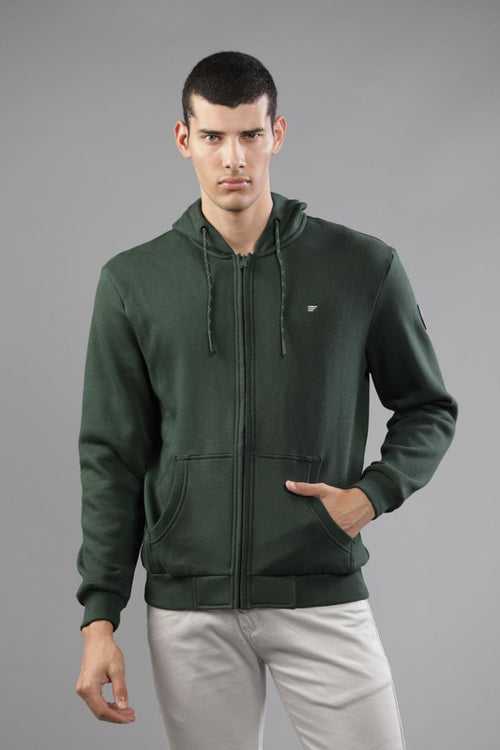 Pine Cotton Polyester Fleece Solid Sweatshirt