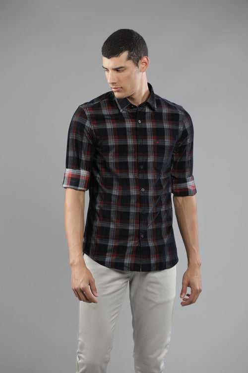 t-base Red Corduroy Checks Shirt