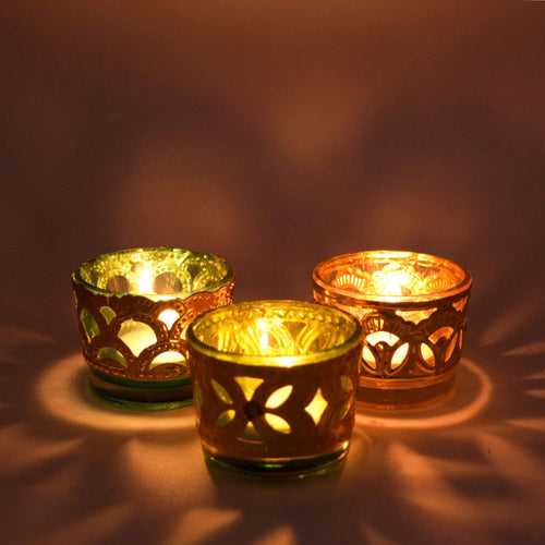 Crinds Ethnic Glass Candle Lamp